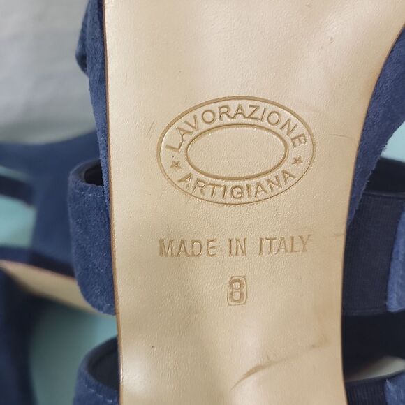 Sale 🔥 Butter Women's Navy Suede Strappy Heels. Size 8 - Picture 9 of 9